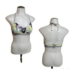 Victoria's Secret Swimsuit Bikini Ruched Top Medium Multicolor Tie Dye M